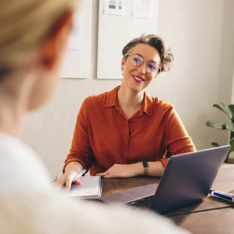 Employer smiling at job seeker